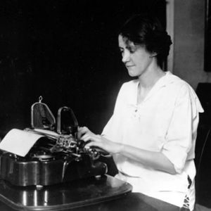Susan Glaspell at typewriter
